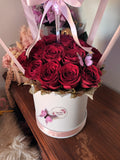 Personalised Hot Air Balloon with Fresh Roses (Medium Size Box)